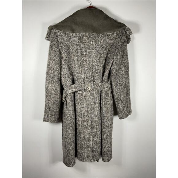Calvin Klein Women’s Tweed Wool Belted Military Pea Coat size 10 Knit Collar - Picture 13 of 14